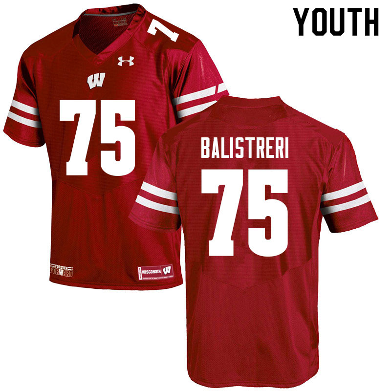 Wisconsin Badgers Youth #75 Michael Balistreri NCAA Under Armour Authentic Red College Stitched Football Jersey MF40G38ZQ